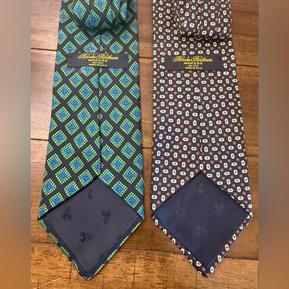 Brooks Brothers Patterned Luxury All Silk Ties  Lot of 2
